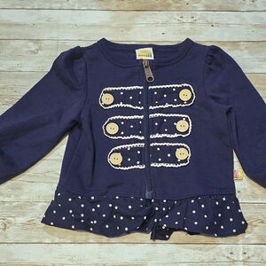 Hara Juku Navy Blue Jacket with Polka Dot Trim 2T